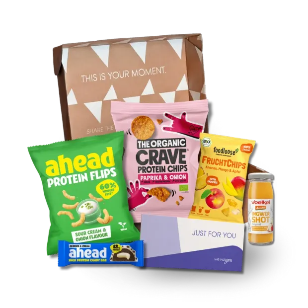 Energy Boost: Ingwer-Shot, Fruchtchips und süße & herzhafte Snacks.